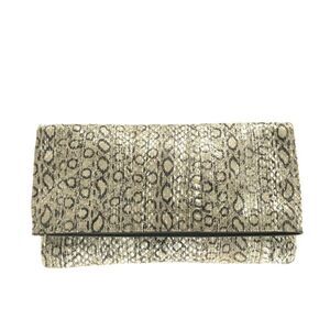 SAINT LAURENT PARIS 328193 Light gray Dark Navy Silver Leather Clutch Bag